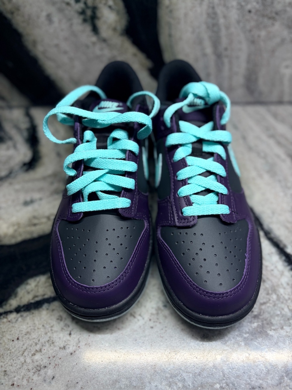 Nike Dunk Low GS Purple Aqua Black Sneakers Women’s 7.5 / Youth 6Y FB9109-012 - Picture 2 of 11